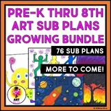 Elementary, Middle School Art Sub Lesson Plan Growing Mega Bundle PreK-8