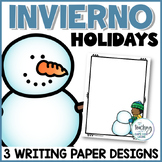 Winter Writing Paper in Spanish - Papeles de carta de Invierno
