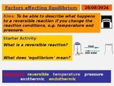 Equilibrium - Le Chatelier's principle ppt slides 9th-10th-11th grade science