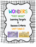 1st Grade WONDERS Unit 1 Week 3 Learning Targets & Success Criteria Slides