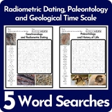 Radiometric Dating, Paleontology and Geological Time Scale Word Search BUNDLE