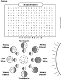 Moon Phases Worksheet: Word Search (Lunar Cycle) Great for Solar & Lunar Eclipse