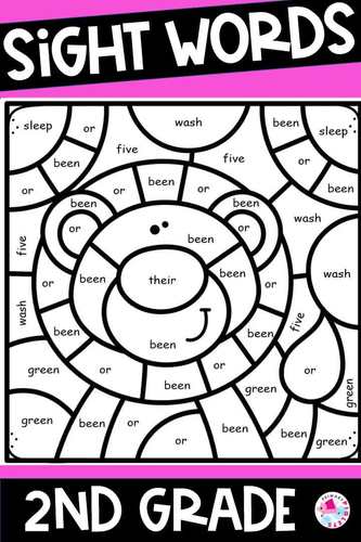 ZOO ANIMALS Color by Code Sight Words 2nd Grade BACK TO SCHOOL Coloring Pages