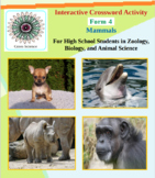 Mammals - High School Zoology - Interactive Crossword Activity- Form 4
