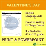 Valentine's Day Creative Writing - Shape Poetry - Activity, Worksheet, Slides