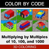 Multiply By Multiples of 10, 100, 1000 -  Coloring Worksheets | Color by Code