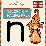 Letter 'n' Lowercase Phonics Colouring and Tracing Pack [UK - A4]