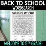 Welcome to 5th Grade Word Search | Back to School Activity | First Day of School