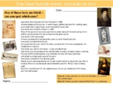 Leonardo da Vinci True or False Puzzle Sheet Keywords Artist Designer Scientist