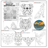 Art Drawing Pattern Zentangle Animals 8 School Mascots Falcon Mustang Bulldog+