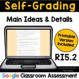 5th Grade Main Idea and Details Self-Grading Quiz [DIGITAL + PRINTABLE]