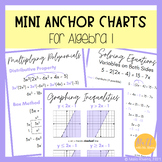 Year Long Algebra 1 Mini Anchor Charts Printable Classroom Posters | Color & BW