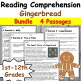 Gingerbread reading comprehension passage & questions Christmas activitie bundle