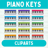 Colorful Piano Keys Cliparts - Printable Music Graphics - Commercial Use