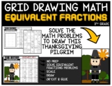 THANKSGIVING PILGRIM Grid Drawing Math Puzzle EQUIVALENT FRACTIONS
