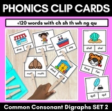 Consonant Digraphs sh th ch wh qu ng - Phonics Clip Cards - Decodable Words