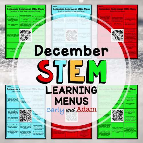 December Read Aloud STEM Activities and Challenges Menus