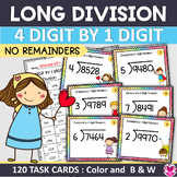 4 Digit by 1 Digit Division | Long Division with no Remainders Task Cards