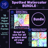 Multicolored Spotted Watercolor Bundle Frames and Digital Paper Bundle