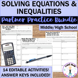Solving Equations & Inequalities Activities for Partners BUNDLE