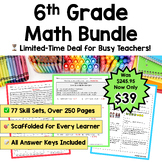6th Grade Math Worksheets Bundle - No Prep - Differentiated - With Answer Keys