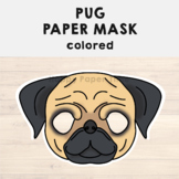 Pug Paper Mask Printable Dog Animal Craft Activity Costume for Kids Template