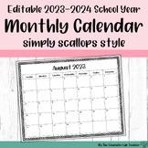 1-Page Editable Monthly Calendar 23-24 SY Simply Scallops Style