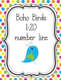 Boho Birds Number Line 0-20