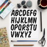 Black Watercolor Font, Black Alphabet, Black Letter ABC's Images