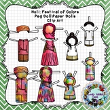 Peg Doll Paper Doll Clip Art: Festival of Colors