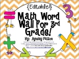 {EDITABLE!} Math Word Wall for 3rd Grade