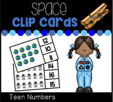 Teen Numbers Clip Cards Math Center- Space