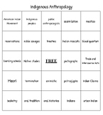 "Indigenous Anthropology" Bingo set for an Anthropology Course
