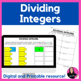 Dividing Integers Activity for 7th Grade Math Digital and Printable