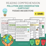 Pollution and Conservation - Earth day Reading Comprehension (Grades K-2)
