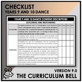 V9 CHECKLIST | AUSTRALIAN CURRICULUM | YEARS 9 AND 10 DANCE