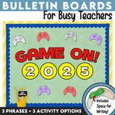 Video Game Bulletin Board with Goal Activity - New Years Bulletin Board Ideas