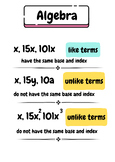 Algebra (2) Like Terms Poster
