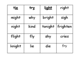Long I pattern sort (y, igh, ie)