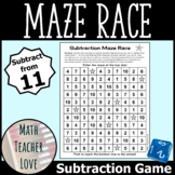 Subtraction Facts Within 20 Game: Maze Race Subtract from 11