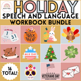 No Prep Holiday Themed Speech Therapy Language & Articulation Workbooks