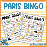 Paris Bingo Game Activity - French Symbols, Language, & Culture Summer Olympics