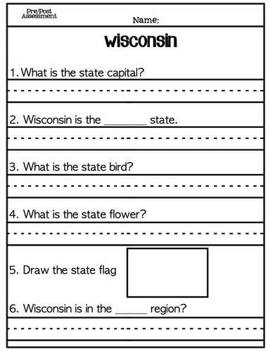 Wisconsin Worksheets, 50 States, Special Education