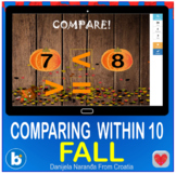 Fall Autumn Compare Comparing Single 1 Digit Numbers 10 Boom Cards