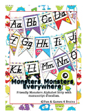 Monster themed D'Nealian print Alphabet banner
