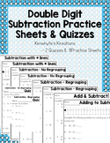 Double Digit Subtraction Practice Sheets & Quizzes (10 pages)