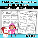 Winter Math Worksheets - Addition and Subtraction on a Number Line