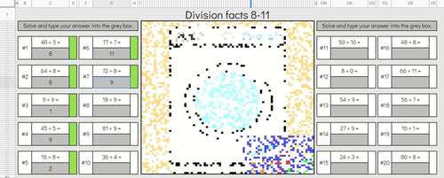 Digital Math Pixel Art Mystery Picture 3rd Grade Fluency Division Facts ...