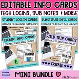 Student Info Card Bundle | Editable Tech, Contact, Sub Templates