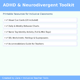 ADHD & Neurodivergent Support Toolkit | Visual Cue Cards, Behavior Charts, Name
